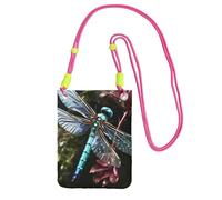 FHEBNDS Blue Dragonfly Borse a tracolla da donna alla moda piccola borsa da viaggio per telefono cellulare borse per telefono portafoglio da uomo nero, fucusia, taglia unica
