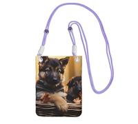 FHEBNDS Borsa a tracolla da donna alla moda con cane pastore tedesco, piccola borsa da viaggio per telefono cellulare, portafoglio da uomo, nero, viola, taglia unica