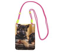 FHEBNDS Borsa a tracolla da donna alla moda con cane pastore tedesco, piccola borsa da viaggio per telefono cellulare, portafoglio da uomo, nero, fucusia, taglia unica