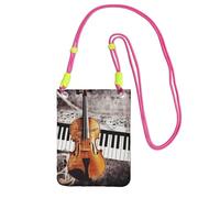 FHEBNDS Borsa a tracolla da donna con note musicali per pianoforte e violino, alla moda, piccola borsa da viaggio per telefono cellulare, portafoglio da uomo, nero, fucusia, taglia unica