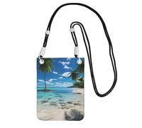 FHEBNDS Borsa a tracolla da donna con palma da spiaggia alla moda piccola borsa da viaggio per telefono cellulare portafoglio per uomo nero, nero, taglia unica