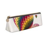 FHEBNDS Borsa per il trucco a forma di mongolfiera colorata per donne e uomini, grande astuccio estetico, portamonete, borsa cosmetica in pelle con cerniera, organizer da ufficio essenziale da viaggio