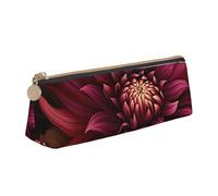 FHEBNDS Borsa per il trucco artistica con fiore rosso vino, per donne e uomini, grande astuccio estetico, portamonete, borsa cosmetica in pelle con cerniera, organizer per ufficio e accessori da