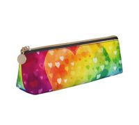 FHEBNDS Borsa per il trucco colorata arcobaleno con cuore innamorato per donne e uomini, grande astuccio estetico, portamonete, borsa cosmetica in pelle con cerniera, organizer da ufficio essenziale