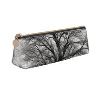 FHEBNDS Borsa per il trucco con albero bianco e nero per donne e uomini, grande astuccio estetico, portamonete, borsa cosmetica in pelle con cerniera, organizer da ufficio essenziale da viaggio