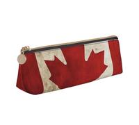 FHEBNDS Borsa per il trucco con bandiera del Canada retrò per donne e uomini, grande astuccio estetico, portamonete, borsa cosmetica in pelle con cerniera, organizer da ufficio essenziale da viaggio