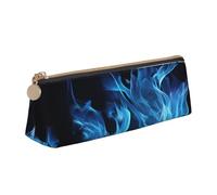FHEBNDS Borsa per il trucco con fiamme blu per donne e uomini, astuccio grande estetico, portamonete, borsa cosmetica in pelle con cerniera, organizer per ufficio e accessori da viaggio