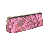 FHEBNDS Borsa per il trucco con foglie rosa mimetica per donne e uomini, grande astuccio estetico, portamonete, borsa cosmetica in pelle con cerniera, organizer da ufficio essenziale da viaggio