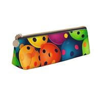 FHEBNDS Borsa per il trucco con motivo a palline colorate per donne e uomini, grande astuccio estetico, portamonete, borsa cosmetica in pelle con cerniera, organizer da ufficio essenziale da viaggio