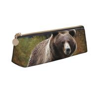 FHEBNDS Borsa per il trucco con orso marrone, per donne e uomini, grande, estetica, portamonete, in pelle, con cerniera, organizer da ufficio, accessori da viaggio