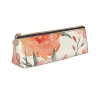 FHEBNDS Borsa per il trucco con peonia color pesca, per donne e uomini, grande, estetica, portamonete, in pelle, con cerniera, organizer da ufficio, accessori da viaggio