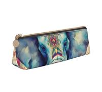 FHEBNDS Borsa per il trucco con piume di pavone e elefante, per donne e uomini, grande astuccio estetico, portamonete, borsa cosmetica in pelle con cerniera, organizer per ufficio e accessori da