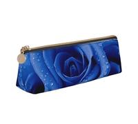 FHEBNDS Borsa per il trucco con rosa blu per donne e uomini, grande astuccio estetico, portamonete, borsa cosmetica in pelle con cerniera, organizer da ufficio essenziale da viaggio