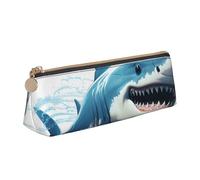 FHEBNDS Borsa per il trucco con squalo blu, per donne e uomini, grande, estetica, portamonete, in pelle, con cerniera, organizer da ufficio, accessori da viaggio