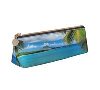 FHEBNDS Borsa per il trucco da spiaggia con palma tropicale Hawaii, per donne e uomini, grande, estetico, portamonete, in pelle, con cerniera, organizer da ufficio, accessori da viaggio