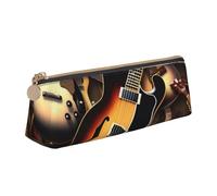 FHEBNDS Borsa per il trucco per chitarra musicale per donne e uomini, grande astuccio estetico, portamonete, borsa cosmetica in pelle con cerniera, organizer da ufficio essenziale da viaggio