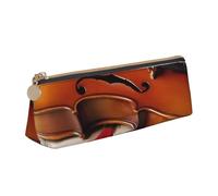 FHEBNDS Borsa per spartiti di violino per trucchi per donne e uomini, grande astuccio estetico, astuccio per matite e monete, borsa cosmetica in pelle con cerniera, organizer da ufficio essenziale da