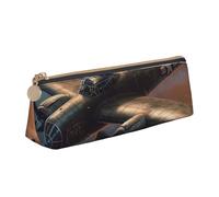 FHEBNDS Borsa per trucchi con aerei della guerra mondiale, per donne e uomini, grande astuccio estetico, portamonete, borsa cosmetica in pelle con cerniera, organizer per ufficio e accessori da