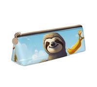 FHEBNDS Borsa per trucchi con bradipo sulla spiaggia, per donne e uomini, grande, estetico, portamonete, in pelle, con cerniera, organizer da ufficio, accessori da viaggio