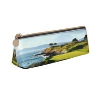 FHEBNDS Borsa per trucchi con campo da golf sul mare, per donne e uomini, grande astuccio estetico, portamonete, borsa cosmetica in pelle con cerniera, organizer per ufficio e accessori da viaggio