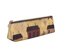 FHEBNDS Borsa per trucchi con casa e frutta, colore beige e marrone, per donne e uomini, grande, estetico, portamonete, in pelle, con cerniera, organizer da ufficio, accessori da viaggio