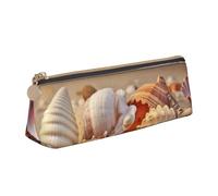 FHEBNDS Borsa per trucchi con conchiglie sulla spiaggia sabbiosa per donne e uomini, grande astuccio estetico, portamonete, borsa cosmetica in pelle con cerniera, organizer per ufficio e accessori da