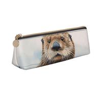 FHEBNDS Borsa per trucchi con lontra marina per donne e uomini, grande astuccio estetico, portamonete, borsa cosmetica in pelle con cerniera, organizer per ufficio e accessori da viaggio