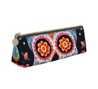 FHEBNDS Borsa per trucchi con teschi di zucchero, per donne e uomini, grande astuccio estetico, portamonete, borsa cosmetica in pelle con cerniera, organizer per ufficio e accessori da viaggio