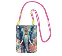 FHEBNDS Borse a tracolla con elefante con piume di pavone per le donne alla moda piccola borsa da viaggio per telefono cellulare portafogli per uomo nero, fucusia, taglia unica