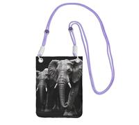 FHEBNDS Borse a tracolla con elefante grigio 3D per le donne alla moda piccola borsa da viaggio per telefono cellulare portafogli per uomo nero, viola, taglia unica