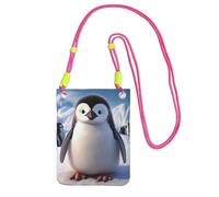 FHEBNDS Borse a tracolla con pinguino carino per le donne alla moda piccola borsa da viaggio per telefono cellulare portafogli per uomo nero, fucusia, taglia unica