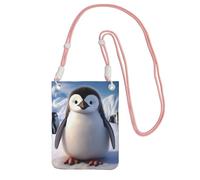 FHEBNDS Borse a tracolla con pinguino carino per le donne alla moda piccola borsa da viaggio per telefono cellulare portafogli per uomo nero, rosa, taglia unica