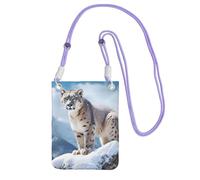 FHEBNDS Borse a tracolla da donna con leopardo delle nevi alla moda piccola borsa da viaggio per telefono cellulare portafoglio da uomo nero, viola, taglia unica