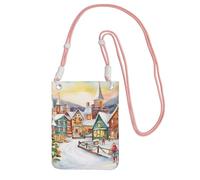 FHEBNDS Borse a tracolla da donna con villaggio natalizio magico acquerello alla moda piccola borsa da viaggio per telefono cellulare borse portafoglio per uomo nero, rosa, taglia unica
