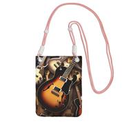 FHEBNDS Borse a tracolla per chitarra musicale da donna alla moda piccola borsa da viaggio per telefono cellulare borse per telefono portafoglio per uomo rosa