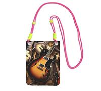 FHEBNDS Borse a tracolla per chitarra musicale per le donne alla moda piccola borsa da viaggio per telefono cellulare borse per telefono portafoglio per uomo fucusia