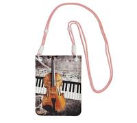 FHEBNDS Borse a tracolla per pianoforte e violino note musicali per le donne alla moda piccola borsa da viaggio per telefono cellulare portafogli per uomo rosa