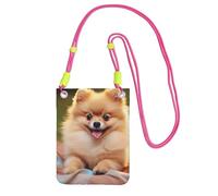 FHEBNDS Borse a tracolla pomerania a pelo corto per le donne alla moda piccola borsa da viaggio per telefono cellulare borse per telefono portafoglio per uomo fucusia
