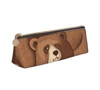 FHEBNDS Brown Bear - Astuccio per trucchi da donna e uomo, grande, estetico, portamonete, in pelle, con cerniera, organizer da ufficio, accessori da viaggio