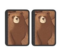 FHEBNDS Brown Bear - Set di 2 coperture per cintura di sicurezza per auto, universali, morbide e confortevoli, per zaino, spalla, collo, accessori interni auto