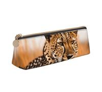 FHEBNDS Cheetah Waiting for an Opportunity, astuccio per trucchi per donne e uomini, grande, estetico, portamonete, in pelle, con cerniera, organizer da ufficio, accessori da viaggio
