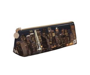FHEBNDS City Seattle - Astuccio per trucchi da donna e uomo, grande, estetico, portamonete, in pelle, con cerniera, organizer da ufficio, accessori da viaggio