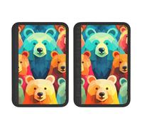 FHEBNDS Colorful Bears - Copertura per cintura di sicurezza dell'auto, confezione da 2, universale, morbida e confortevole, per zaino, spalla, collo, accessori interni auto