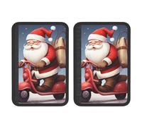 FHEBNDS Copri cintura di sicurezza per auto, motivo Babbo Natale su scooter, confezione da 2 pezzi, universale, morbido e confortevole, cuscinetto per cintura di sicurezza per zaino, cuscinetto per