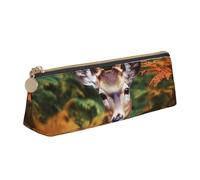 FHEBNDS Deer tra foglie spesse, borsa per il trucco per donne e uomini, grande astuccio estetico, portamonete, borsa cosmetica in pelle con cerniera, organizer per ufficio e accessori da viaggio