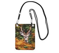 FHEBNDS Deer tra foglie spesse borse a tracolla per le donne alla moda piccola borsa da viaggio per telefono cellulare borse per telefono cellulare portafoglio per uomo nero