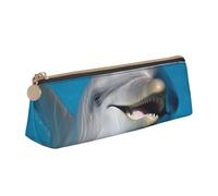 FHEBNDS Delfino con un sorriso borsa per il trucco per donne e uomini, grande astuccio estetico, portamonete, borsa cosmetica in pelle con cerniera, organizer da ufficio essenziale da viaggio