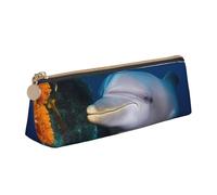 FHEBNDS Delfino su corallo, borsa per il trucco per donne e uomini, grande astuccio estetico, portamonete, borsa cosmetica in pelle con cerniera, organizer per ufficio e accessori da viaggio