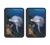 FHEBNDS Dolphin On Coral - Copertura per cintura di sicurezza dell'auto, confezione da 2, universale, morbida e confortevole, per zaino, spalla, collo, accessori interni auto