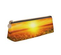 FHEBNDS Dreamlike Sunset Of A Sunflower Field Trousse per trucchi per donne e uomini, grande astuccio estetico, portamonete, borsa cosmetica in pelle con cerniera, organizer per ufficio e accessori da